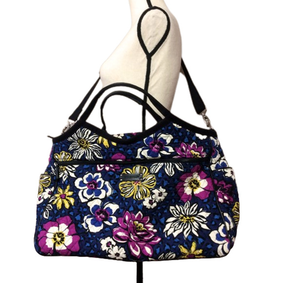 Vera Bradley Carryall Travel Shoulder Bag Suitcase African Violet Floral 18"x12" - Picture 1 of 15